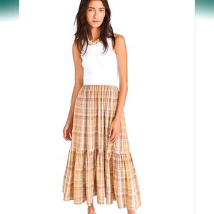Tanya Taylor White top with plaid skirt dress